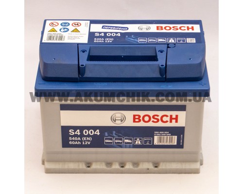 Акумулятор автомобільний 60Ah-12v Bosch S4004 (242х175х175) низький, R, EN540