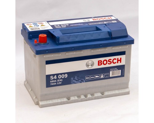 Аккумулятор автомобильный 74Ah-12v Bosch S4009 (278х175х190), L, EN680