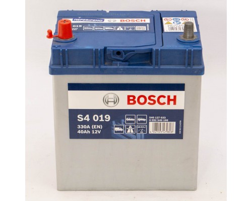 Акумулятор автомобільний 40Ah-12v Bosch S4019 Asia (187х127х227), L, EN330 1789