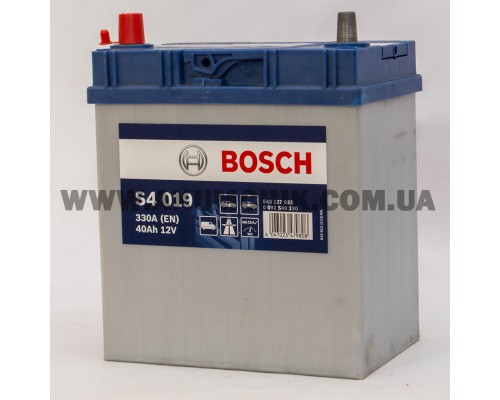 Акумулятор автомобільний 40Ah-12v Bosch S4019 Asia (187х127х227), L, EN330 1789