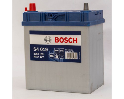 Акумулятор автомобільний 40Ah-12v Bosch S4019 Asia (187х127х227), L, EN330 1789