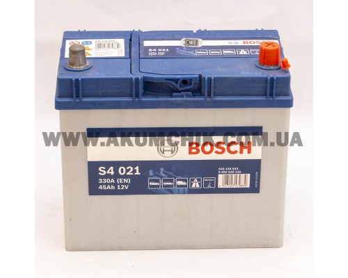 Акумулятор автомобільний 45Ah-12v Bosch S4021 Asia (238х129х227), R, EN330 1101