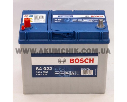 Акумулятор автомобільний 45Ah-12v Bosch S4022 Asia (238х129х227), L, EN330 2412