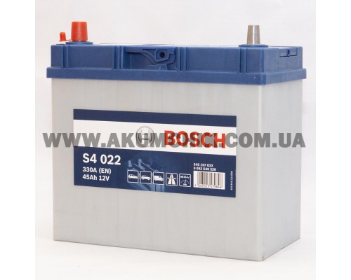 Акумулятор автомобільний 45Ah-12v Bosch S4022 Asia (238х129х227), L, EN330 2412