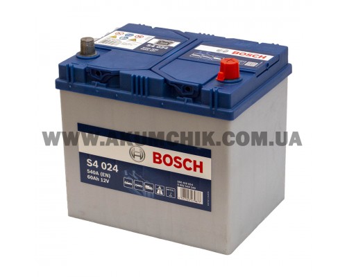 Акумулятор автомобільний 60Ah-12v Bosch S4024 Asia (232х173х225), R, EN540