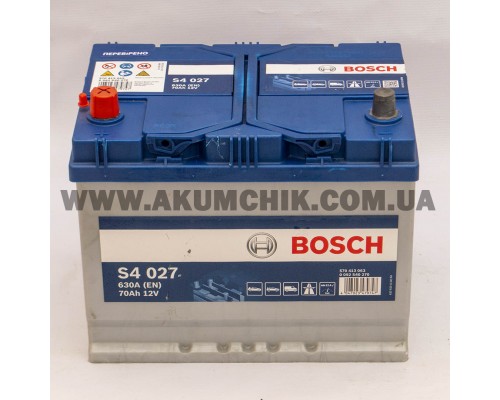 Акумулятор автомобільний 70Ah-12v Bosch S4027 Asia (261х175х220), L, EN630