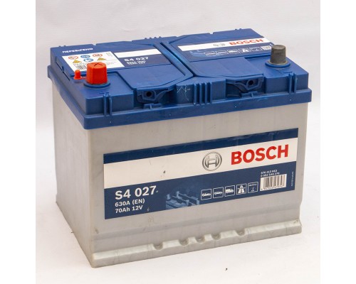 Акумулятор автомобільний 70Ah-12v Bosch S4027 Asia (261х175х220), L, EN630