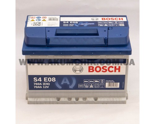 Акумулятор автомобільний 70Ah-12v Bosch EFB S4E08 (278х175х190) Start Stop, R, EN760   3578