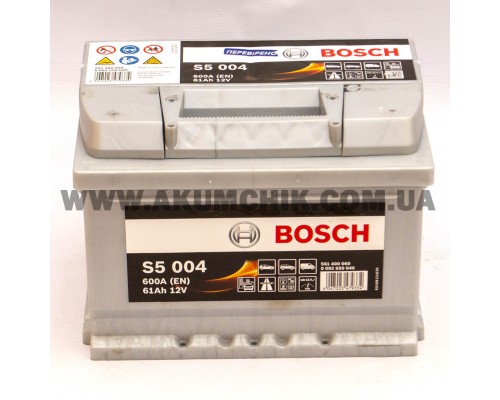 Акумулятор автомобільний 61Ah-12v Bosch S5004 (242х175х175) низький, R, EN610