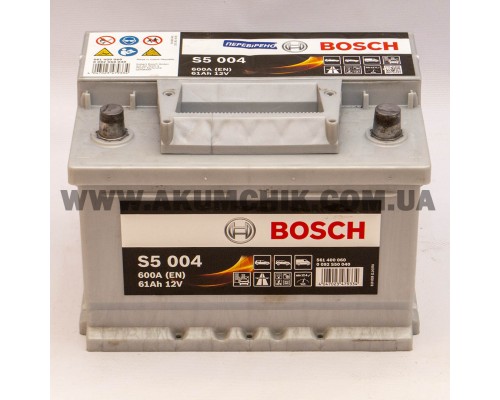 Акумулятор автомобільний 61Ah-12v Bosch S5004 (242х175х175) низький, R, EN610