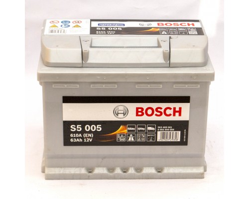 Акумулятор автомобільний 63Ah-12v Bosch S5005 (242х175х190), R, EN630
