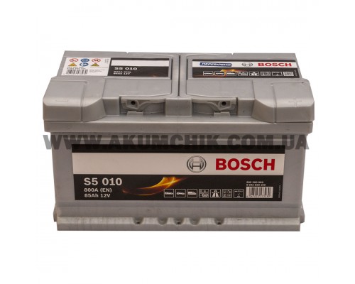 Акумулятор автомобільний 85Ah-12v Bosch S5010 (315х175х175) низький, R, EN800