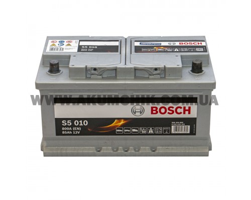 Акумулятор автомобільний 85Ah-12v Bosch S5010 (315х175х175) низький, R, EN800