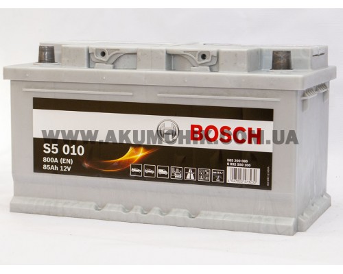 Акумулятор автомобільний 85Ah-12v Bosch S5010 (315х175х175) низький, R, EN800