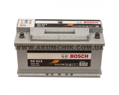 Акумулятор автомобільний 100Ah-12v Bosch S5013 (353х175х190), R, EN830