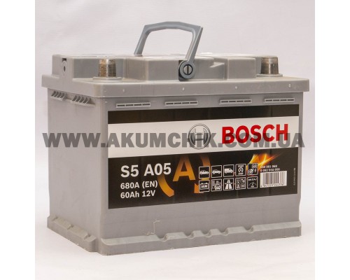 Акумулятор автомобільний 60Ah-12v Bosch AGM S5A05 (242х175х190) Start Stop, R, EN680