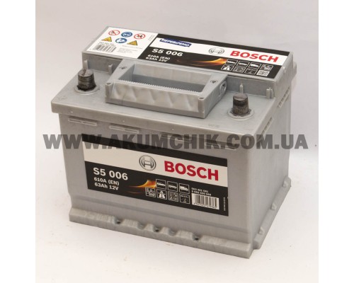 Акумулятор автомобільний 63Ah-12v Bosch S5006 (242х175х190), L, EN630