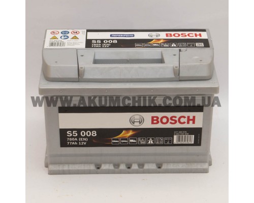 Акумулятор автомобільний 77Ah-12v Bosch S5008 (278х175х190), R, EN780