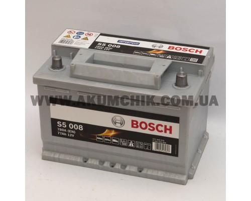 Акумулятор автомобільний 77Ah-12v Bosch S5008 (278х175х190), R, EN780