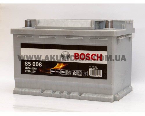 Акумулятор автомобільний 77Ah-12v Bosch S5008 (278х175х190), R, EN780