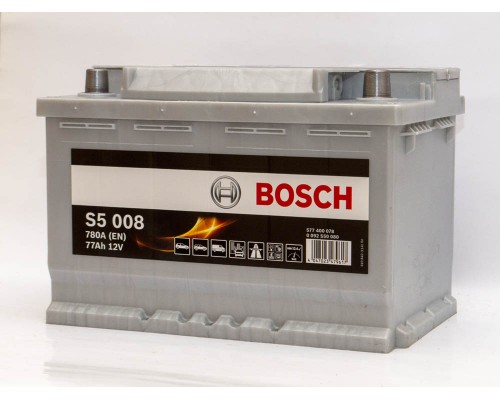 Акумулятор автомобільний 77Ah-12v Bosch S5008 (278х175х190), R, EN780