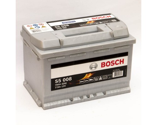 Аккумулятор автомобильный 77Ah-12v Bosch S5008 (278х175х190), R, EN780