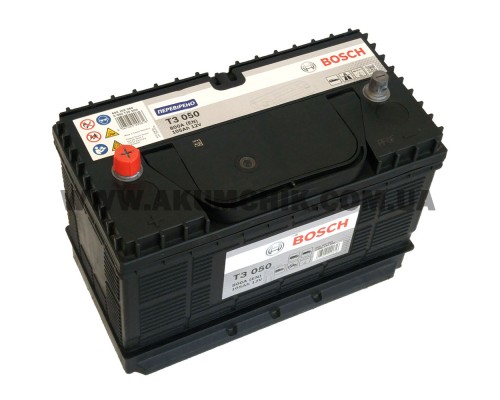 Акумулятор автомобільний 105Ah-12v Bosch T3050 (330x172x240), Center, EN800