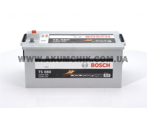 Акумулятор автомобільний 225Ah-12v BOSCH (T5080) (518x276x240),L, EN1250