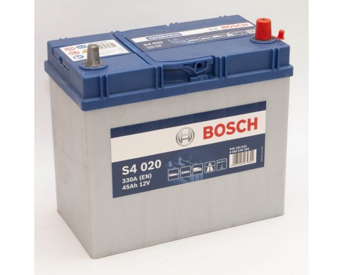 Аккумулятор автомобильный 45Ah-12v Bosch S4020 Asia (238х129х227) тонкие клеммы, R, EN330