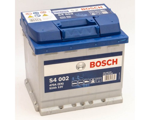 Аккумулятор автомобильный 52Ah-12v Bosch S4002 (207х175х190), R, EN470