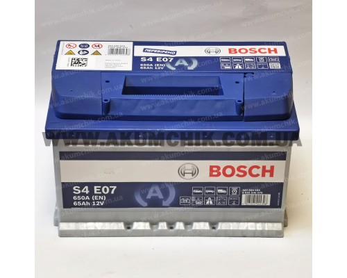 Акумулятор 65Ah-12v Bosch EFB S4E07 (278х175х175) Бош Start Stop, R, EN650 низький