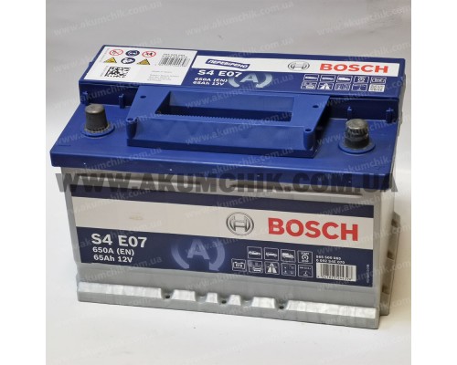 Акумулятор 65Ah-12v Bosch EFB S4E07 (278х175х175) Бош Start Stop, R, EN650 низький