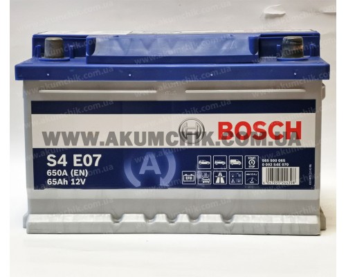 Акумулятор 65Ah-12v Bosch EFB S4E07 (278х175х175) Бош Start Stop, R, EN650 низький