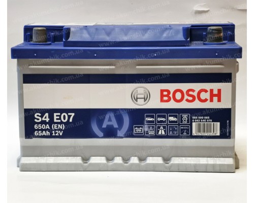 Акумулятор 65Ah-12v Bosch EFB S4E07 (278х175х175) Бош Start Stop, R, EN650 низький
