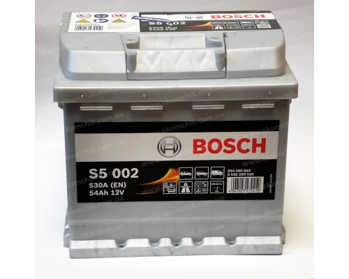 Акумулятор автомобільний 54Ah-12v Bosch S5002 (207х175х190), R, EN530