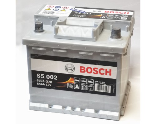 Акумулятор автомобільний 54Ah-12v Bosch S5002 (207х175х190), R, EN530