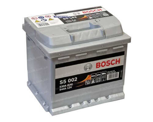 Аккумулятор автомобильный 54Ah-12v Bosch S5002 (207х175х190), R, EN530