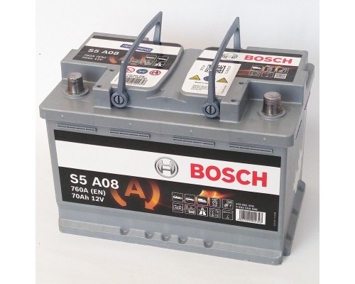 Акумулятор автомобільний 70Ah-12v Bosch AGM S5A08 (278х175х190) Start Stop, R, EN760 1879