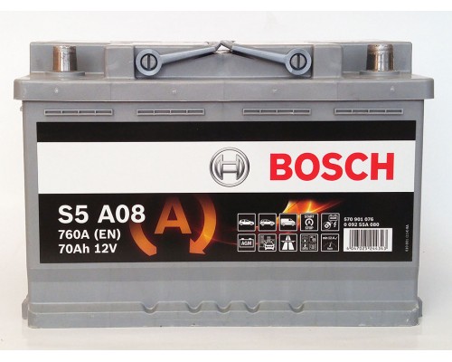 Акумулятор автомобільний 70Ah-12v Bosch AGM S5A08 (278х175х190) Start Stop, R, EN760 1879