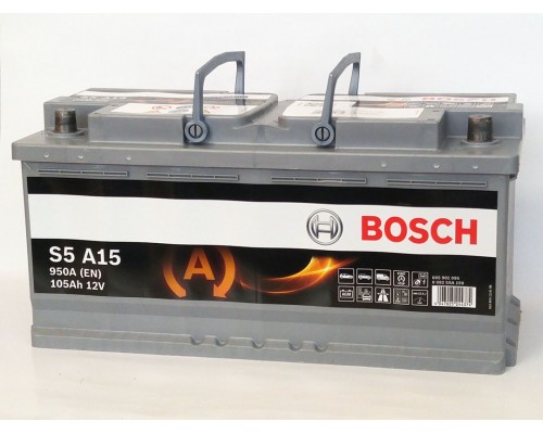 Акумулятор автомобільний 105Ah-12v Bosch AGM S5A15 (393х175х190) Start Stop, R, EN950