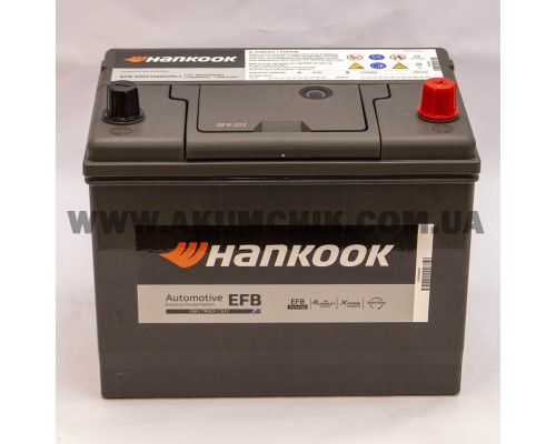 Акумулятор автомобільний 68Ah-12v Hankook EFB Asia S95(100D26L) (261х175х220) Start Stop, R, SAE730 3451