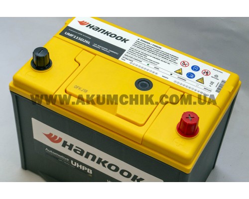 Акумулятор автомобільний 85Ah-12v Hankook UHPB Asia UMF115D26L (261х175х220), R, EN680 1908