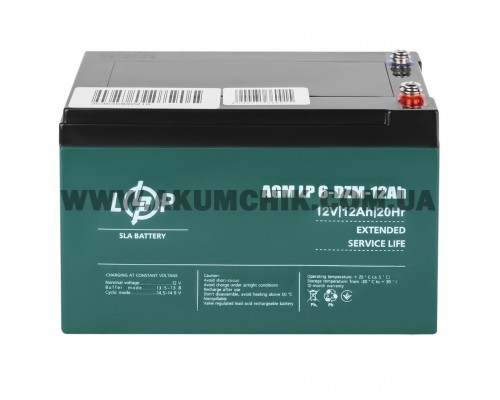 Тяговий свинцево-кислотний акумулятор LP 6-DZM-12 Ah - під Болт М5