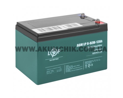 Тяговий свинцево-кислотний акумулятор LP 6-DZM-12 Ah - під Болт М5