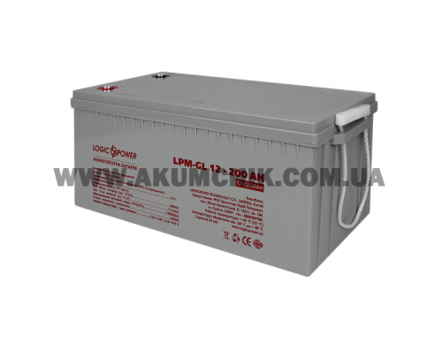 Акумулятор гелевий LogicPower LPM-GL 12V - 200 Ah, 12В, 200Ач