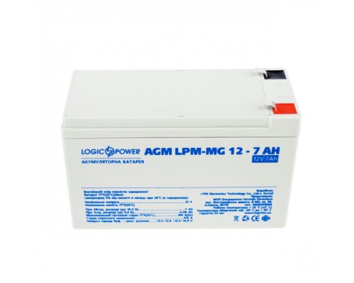 Акумулятор мультигелевий LogicPower LPM-MG12-7 AH, 12В, 7Аг 6552