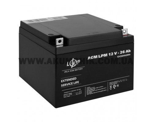 Акумулятор LogicPower AGM LPM 12V - 26 Ah, 12В, 26Аг