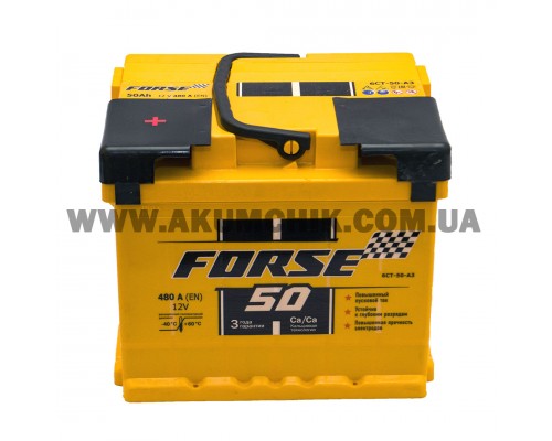 Акумулятор автомобільний 50Ah-12V Forse (202х175х175) низький, L, EN480
