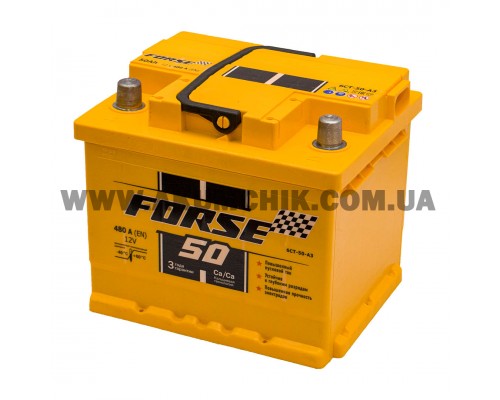 Акумулятор автомобільний 50Ah-12V Forse (202х175х175) низький, L, EN480