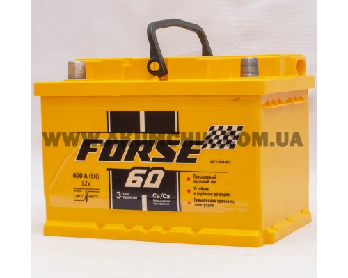 Акумулятор автомобільний 60Ah-12V Forse (242х175х175) низький, L, EN600 3345